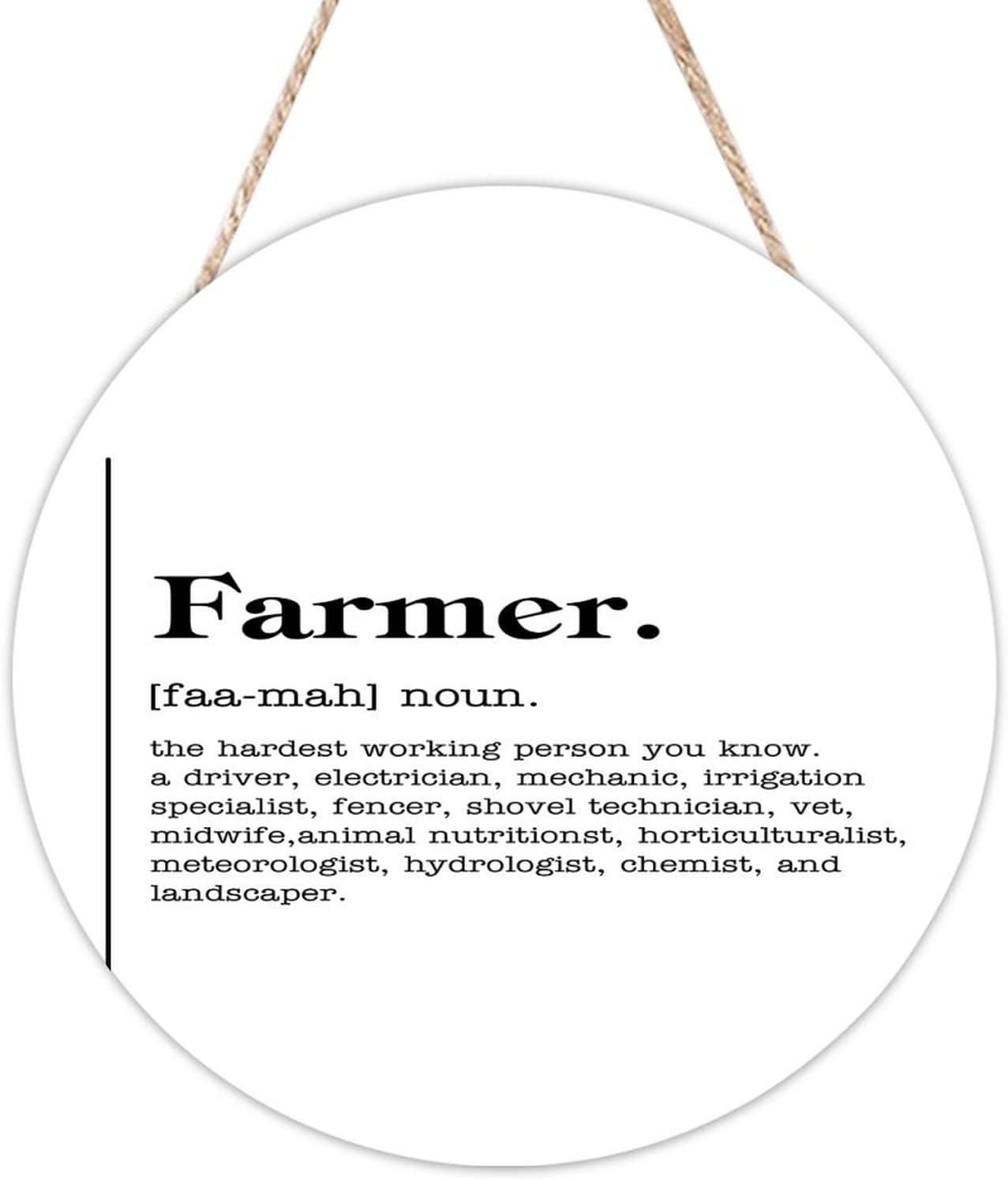 Farmer Definition Round Wooden Door Hanger Wall Decor