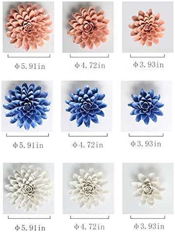 Peony Ceramic Flower Wall Decor Blue 3D