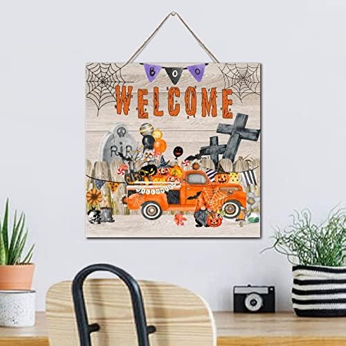 Halloween Spooky Boo Welcome Wall Art Sign 12x12 Inch