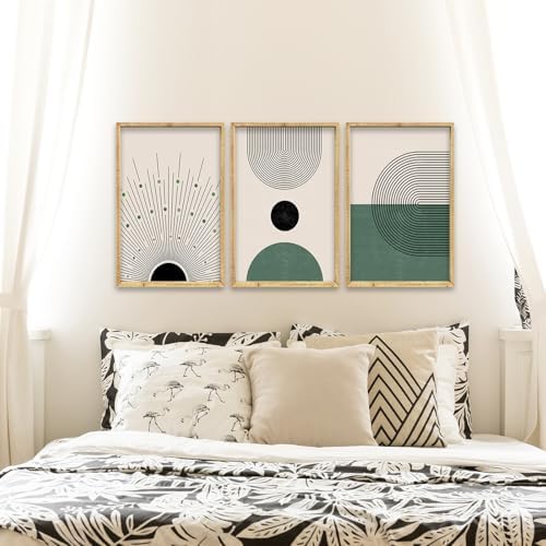 Set Of 3 Green Boho Wall Art Decor 16x24 Inch