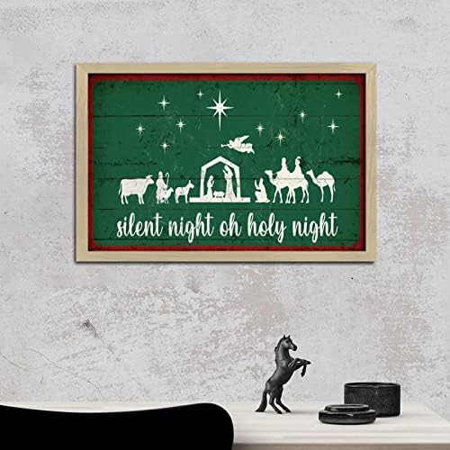 Merry Christmas Wall Art Decor Framed Wooden Sign 8x12in