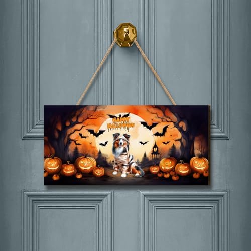Mummy Miniature American Shepherd Halloween Wall Decor