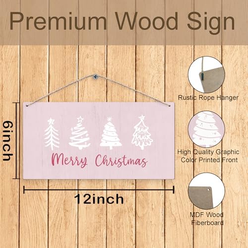 Duxmnamg Pink Christmas Trees Wall Sign 12x6