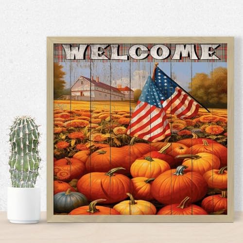 Welcome Wood Framed Wall Decor Sign 12x12in