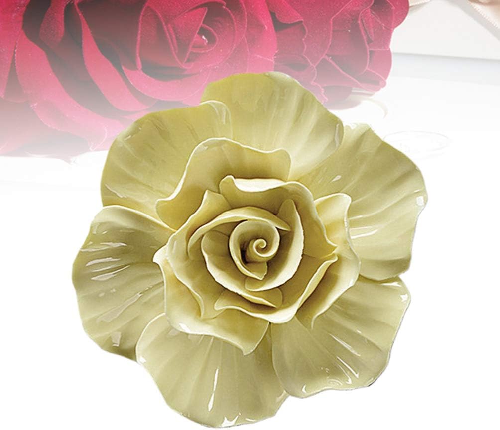 HEALLILY 3D Ceramic Wall Hanging Rose Sculpture