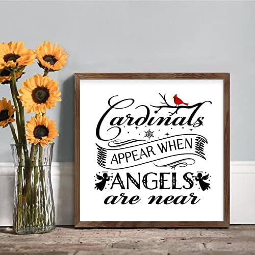 Christmas Farmhouse Decor Red Birds Framed Wood Sign