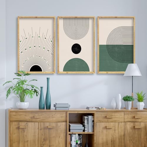 Set Of 3 Green Boho Wall Art Decor 16x24 Inch