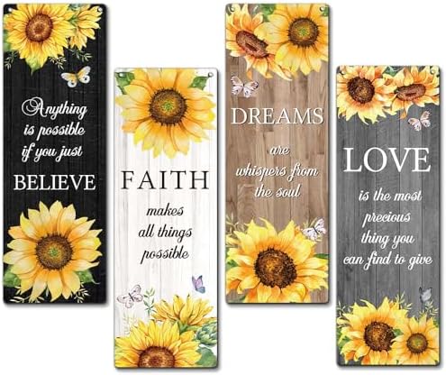 Zmyollo 4 Piece Sunflower Wooden Wall Sign With Rope