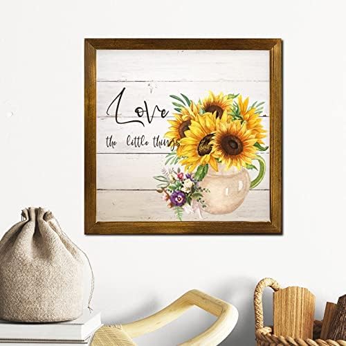 Love The Little Things Wooden Framed Spring Sunflower Wall Decor
