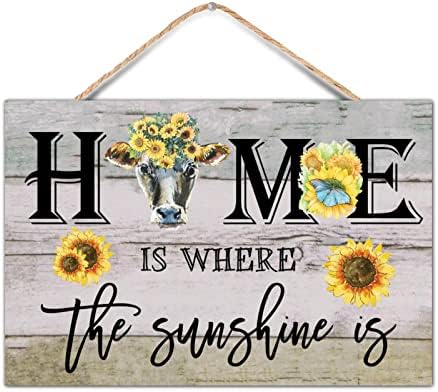 Wooden Cow Wall Decor Sign 8x12 Inch Farmhouse Style