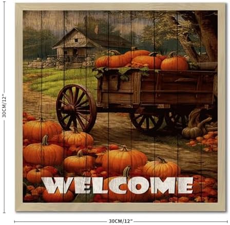 Welcome Framed Wood Sign 12x12in Modern Wall Decor