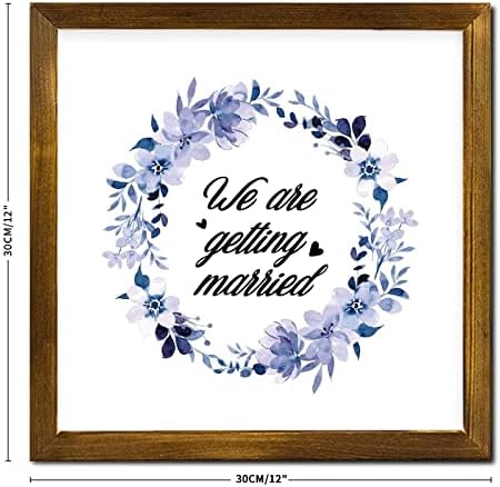 Farmhouse Rustic Wood Frame Wedding Sign Decor 12x12 Inch