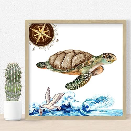 Sea Turtle Wooden Wall Art Sign 12x12in