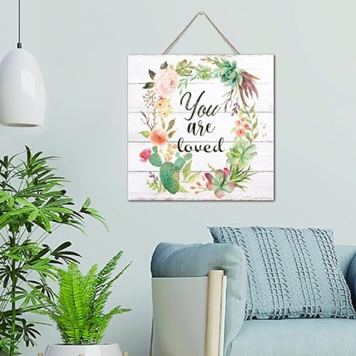 Rustic Wall Art Wood Plank Hanging Sign You Are Loved