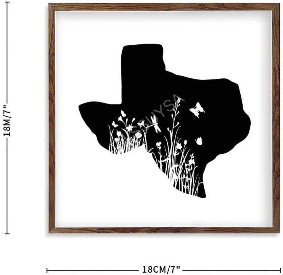 Texas Roses Wildflowers Framed Wood Wall Decor 7x7