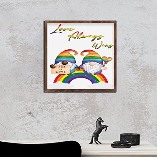 Personalized Framed Wood Sign LGBTQ Love Always Wins Wall Art