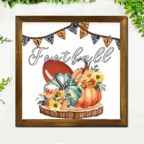 Family and Football Framed Wooden Sign 12x12 Inch