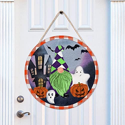 Halloween Gnome Wood Door Sign 12x12