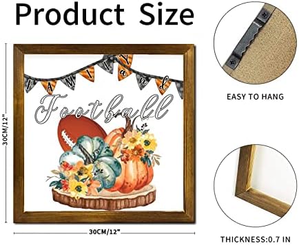Family and Football Framed Wooden Sign 12x12 Inch
