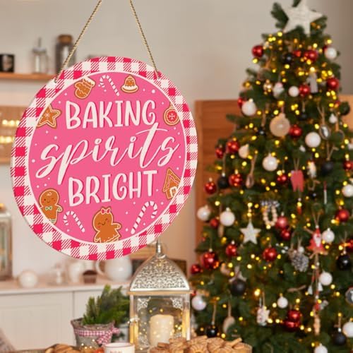 ZODGMED Pink Christmas Bakery Wall Hanging Sign