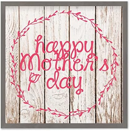Happy Mothers Day Sign 12x12 Charcoal Rustic Wood Frame