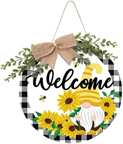 PRETYZOOM Sunflower Wall Hanging Ornament for Front Door Welcome Sign