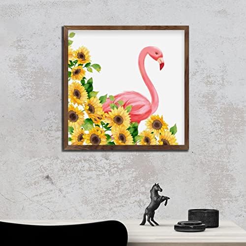 Hello Summer Flamingo Sunflower Wall Decor Sign