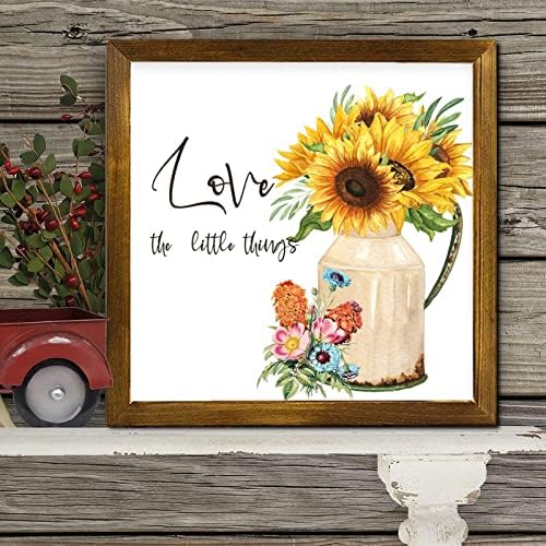 Love The Little Things Framed Wood Sign 12x12 inch