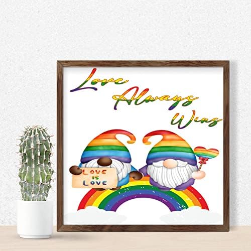Personalized Framed Wood Sign LGBTQ Love Always Wins Wall Art