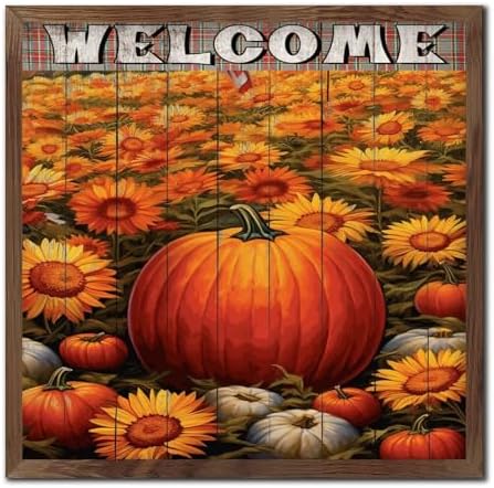 Distressed Wood Framed Welcome Sign Autumn Harvest Decor
