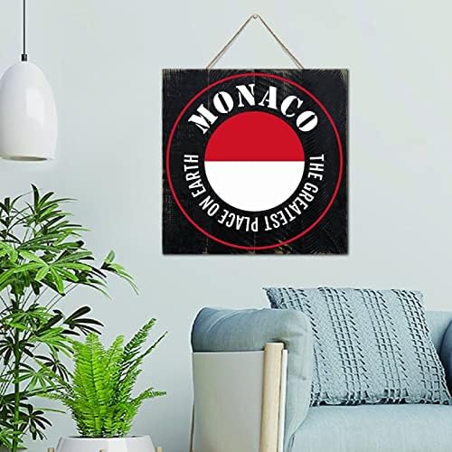 Monaco Wood Wall Sign Personalized 12x12 Inch