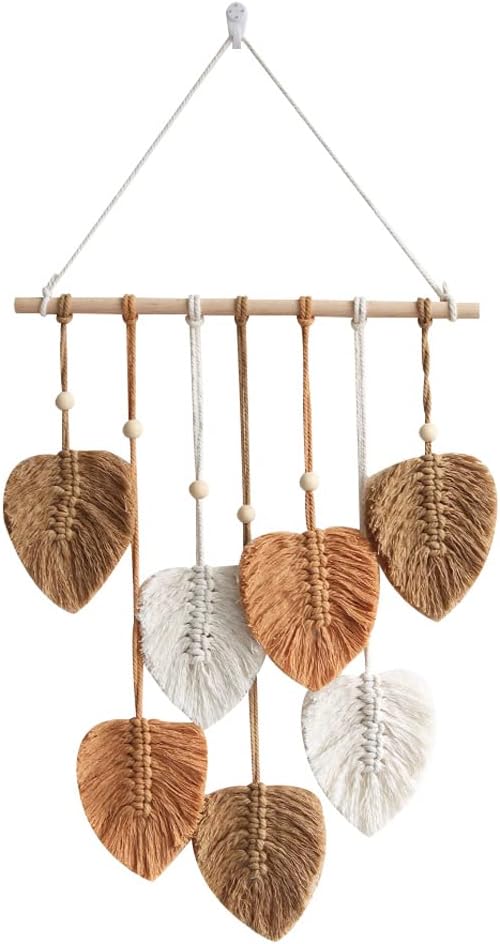 Macrame Wall Hanging with Colorful Leaf Tassels