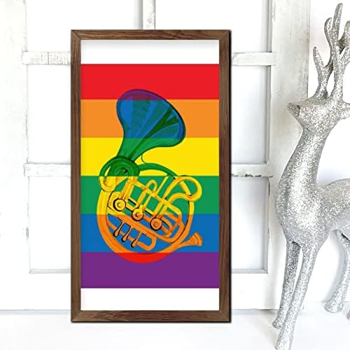 LGBTQ Pride Wood Wall Sign Rainbow Tuba Design