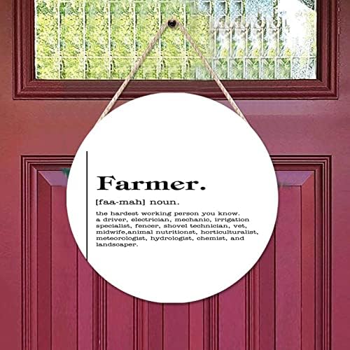 Farmer Definition Round Wooden Door Hanger Wall Decor