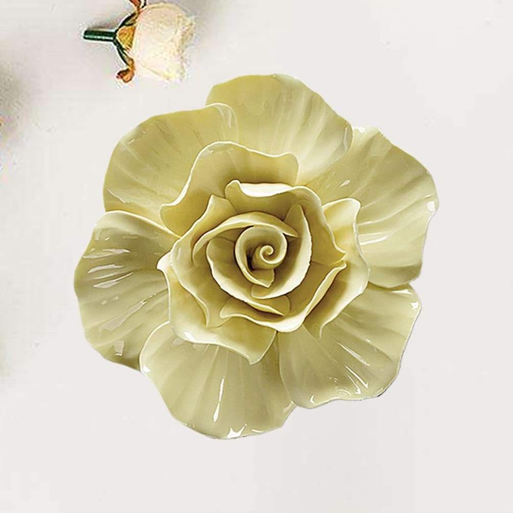 HEALLILY 3D Ceramic Wall Hanging Rose Sculpture