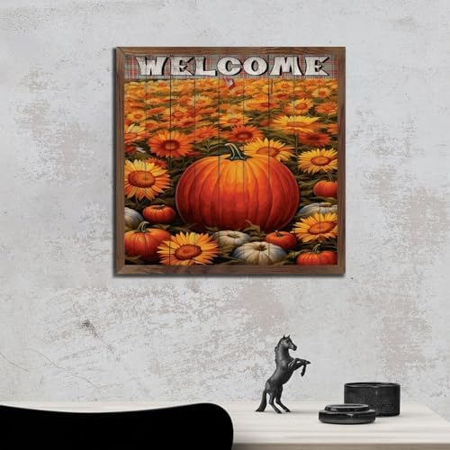 Distressed Wood Framed Welcome Sign Autumn Harvest Decor