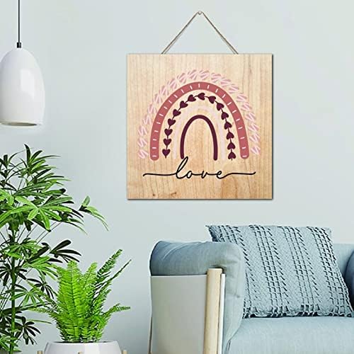 Autravelco 12x12 Inch Rainbow Wooden Wall Art Sign