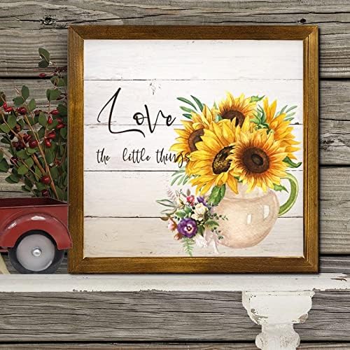 Love The Little Things Wooden Framed Spring Sunflower Wall Decor