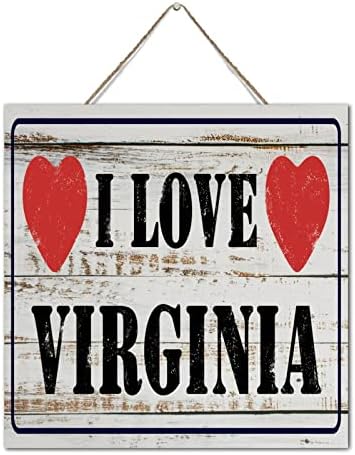 Autravelco I Love Virginia Wood Sign 12x12 Inch