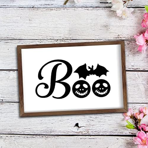 Christmas Farmhouse Decor Boo Witch on Broom Stick Wall Sign