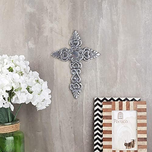 Ardour 97 Inch Antique Silver Black Wall Cross