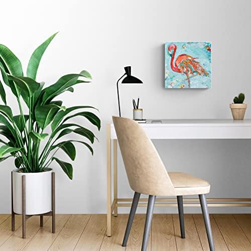 Flamingo Bright Wood Plaque 12x12 Wall Hanging