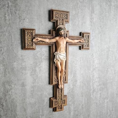 BC Catholic Crucifix Wall Cross 12 Inch Hand Painted