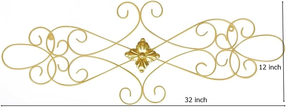 Bellaa 23226 Gold Metal Wall Scroll Art Medallion Plaque