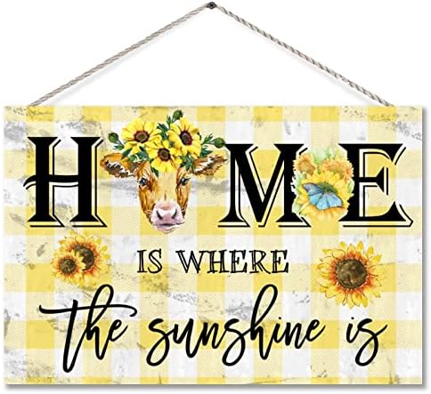 TEANFUN Home Is Where The Sunshine Is Wood Sign 8x12 Inch