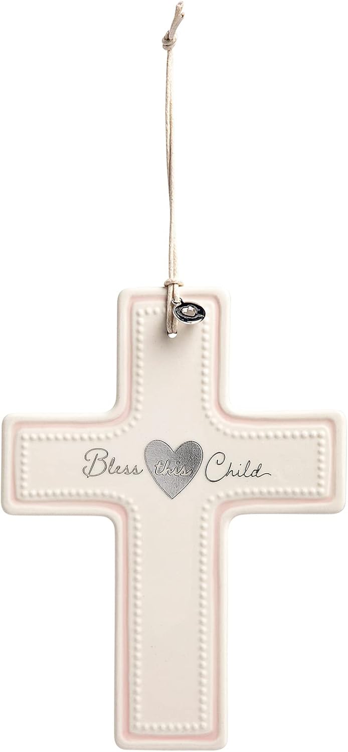 DEMDACO Bless This Child Pink Wall Cross 75x55 Inch