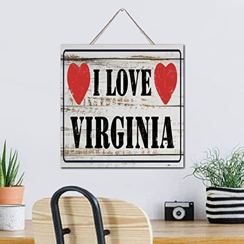 Autravelco I Love Virginia Wood Sign 12x12 Inch