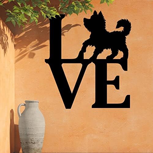 Love Metal Word with Dog Cutout Rustic Farmhouse Metal Sign Wall Art