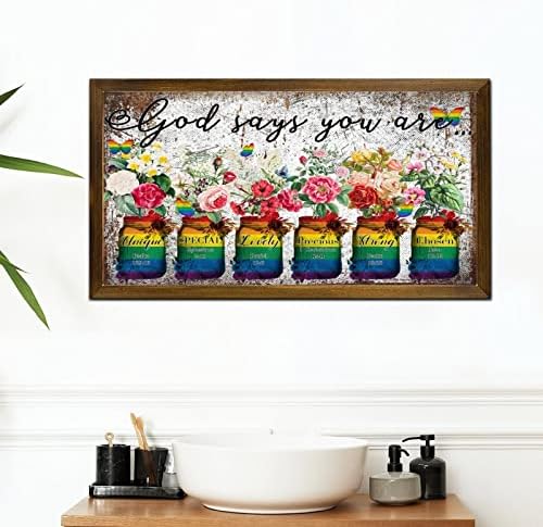 LGBTQ Inspirational Framed Wood Wall Sign 12x22 In