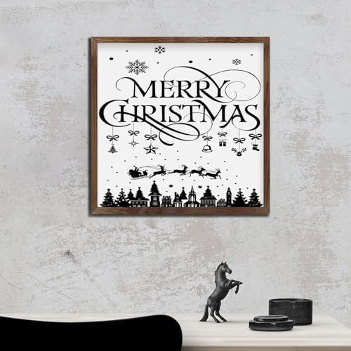 Wood Framed Wall Decor Sign 12x12in Christmas Farmhouse Art